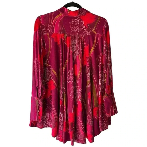 FREE PEOPLE | NWOT | FIELD OF FLOWERS LONG SLEEVE V-NECK TUNIC DRESS | SIZE: XS - Picture 6 of 9